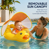 Bouée de piscine pour bébé en forme de canard avec auvent amovible et siège textile flexible pour collections de vente au détail personnalisées