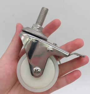 304 Edelstahl 1,5 Zoll 2 Zoll Kleiner Gewindestift Universal Nylon-Lenkrolle mit Bremse - Product Image 2
