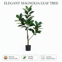 Élégant bonsaï artificiel en forme de feuille de magnolia pour la décoration intérieure et extérieure de salon, hall d'hôtel, café, mariage, magasin de détail