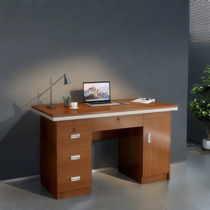 Classic Wooden Executive Office <strong>Desk</strong> with Locking Drawers, <strong>Large</strong> Computer Table with Storage Cabinet - Product Image 3