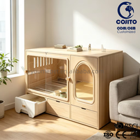Mobilier pour chat moderne et durable en bois, meuble de salon intérieur de luxe avec bac à litière dissimulé, condo multifonctionnel pour animaux de compagnie