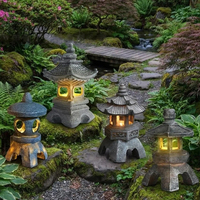 BSCI-zertifizierte Solar-Buddha-Statue mit Pagoden-Laternen für Heimdekoration und Gartenschmuck