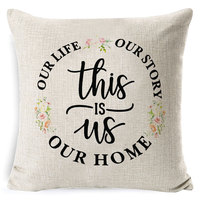 Housse de coussin en lin moderne 45*45cm, imprimée sur mesure par sublimation, fermeture éclair écologique, pour la maison, l'hôtel, usage décoratif