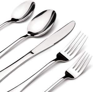 Lot de 20 couverts en acier inoxydable doré, poli miroir, couteaux, fourchettes, cuillères pour hôtels, restaurants, mariages - Product Image 5