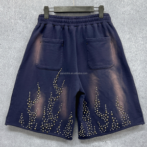 Pantalon de survêtement en coton éponge français Short de survêtement de créateur d'été Short de lavage à l'acide personnalisé Short Streetwear à strass personnalisé - Product Image 2