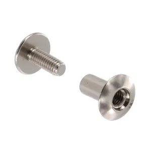 12Mm X 5Mm Tombol Kuningan Chicago Sekrup untuk Kulit Stainless Steel Melengkung Head Rivet