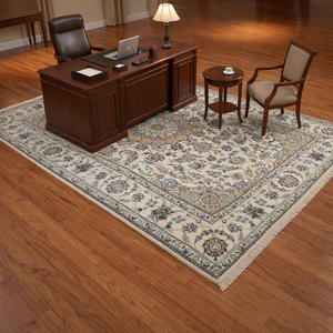 Tapis d'intérieur en laine noué à la main de style persan de luxe |   Médaillon floral |   Taille personnalisée - Product Image 2