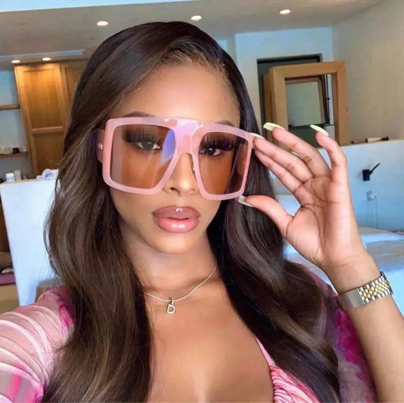 THREE HIPPOS Gradient Women Fashion Large Ladies Oversized Shades Sunglasses 2021 Plastic Big Frame Sun Glasses UV400