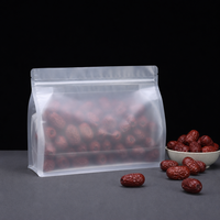 Sacs d'emballage alimentaire mats/transparents à fond plat pour snacks, noix, dattes rouges, refermables, avec fermeture éclair, type pochette autoportante