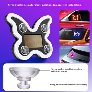Lampe décorative de <span class=keywords><strong>voiture</strong></span> à LED solaire <span class=keywords><strong>papillon</strong></span>, best-seller transfrontalier, lumière d'ambiance, lumière d'avertissement arrière du véhicule, sensible aux vibrations - Product Image 2