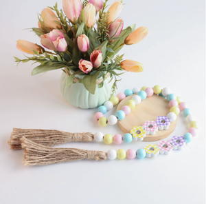 Guirnalda de Cuentas de Madera con Diseño Floral Colorido para Decoración de Primavera y Pascua, Suministros para Decoración Rústica de Fiestas en Casa de Campo, Venta al Por Mayor DAMAI - Product Image 4