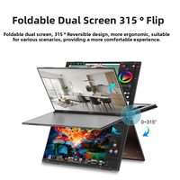 Moniteur portable double écran IPS LCD de 18,5 pouces avec design pliable 100% SRGB, rotation à 315 degrés, résolution Full HD