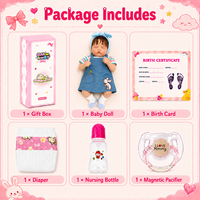 BAkwbwBY Poupée Reborn de 18 pouces avec corps en tissu, nouveau-né endormi, tenue lapin en jean bleu, poupée réaliste, vente en gros, cadeau pour enfants