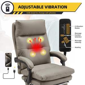 Fauteuil de direction pivotant relaxant <span class=keywords><strong>pas</strong></span> <span class=keywords><strong>cher</strong></span>, confort tout au long de la journée, fauteuil de bureau exécutif en microfibre avec massage par vibration et chaleur - Product Image 3