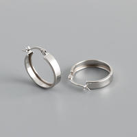 Boucles d'oreilles créoles en argent sterling 925 de style minimaliste, forme ronde, populaires en Europe et en Amérique