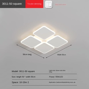 Luz de techo plana LED de 60W, anillos cuadrados ajustables contemporáneos, superficie montada, 2022, acrílico más nuevo de fábrica, 200 piezas limitadas - Product Image 6