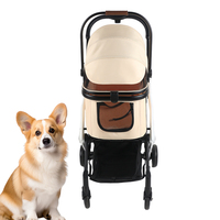 Poussette pour animaux de compagnie pliable 2 en 1 de luxe en alliage d'aluminium léger, avec fermeture éclair pour chiens et chats, transporteur détachable