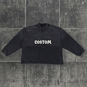 Sweat-shirt pour homme à col montant personnalisé, 100% coton, coupe ample, manches longues, avec lavage à l'acide anti-boulochage - Product Image 2