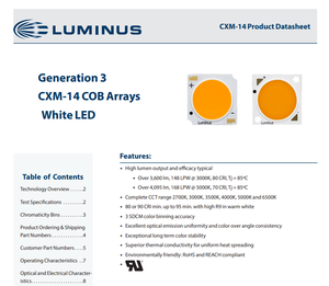 Chip LED COB LUMINUS CXM-14 Gen3, Luz Blanca Natural, Ra90, Ángulo de Visión de 120°, 4000k, 3260lm, Garantía de 3 Años - Product Image 2