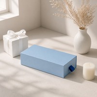 Boîte cadeau à tiroir coulissant bleu marine avec ruban, impression personnalisée, rigide, robuste, recyclable, qualité supérieure, vente en gros, directement de l'usine