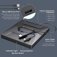 External CD/DVD Burner Player Reader Writer Optical Disk Drive with SD Card Reader and USB 3.0+2.0+Type-C Input Ports for Laptop