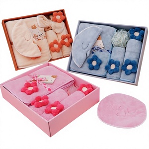 Set di <span class=keywords><strong>asciugamani</strong></span> in pile corallo per adolescenti, con motivo girasole e bordi rifiniti, tre pezzi, morbidi e assorbenti, ideali come regali aziendali per ragazze, set regalo aziendale. - Product Image 1