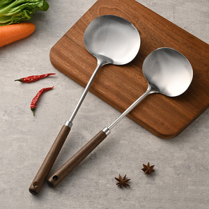 Stainless Steel Cooking Spoon Set 201 Steel Long Handle For Soup Ladle And Wok Stirring Kitchen Utensils - Product Image 2