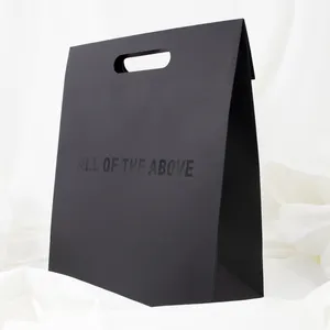 Kemasan belanja hitam pegangan die-cut parfum kosmetik kustom pembungkus logo desain kecantikan tas hadiah kertas Kraft mewah