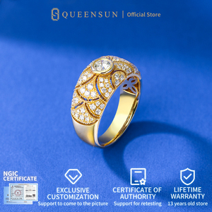 Кольцо женское Queensun, позолота 18К, винтажное, с белым золотом, с бусинным краем, основной камень 20 карат, лабораторный бриллиант DE VS, 10G, модное ювелирное изделие - Product Image 2