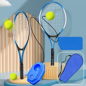 Custom Ferroalloy Self-training Tennis Racket Single Trainer Children's Beginners Serve Tennis Racquets With Line