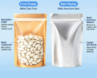 Sachets Doypack Personnalisés avec Logo Doré Brillant, Fenêtre Transparente et Fermeture Éclair, Qualité Alimentaire, pour Aliments Secs - Vente en Gros