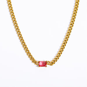 Collana Cubana Personalizzata da Donna Placcata Oro 18K con Diamanti Quadrati, Resistente all'Acqua e all'Ossidazione, Gioielli di Moda all'Ingrosso - Product Image 5