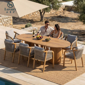 Set <span class=keywords><strong>di</strong></span> Tavolo Lungo e Sedie da <span class=keywords><strong>Giardino</strong></span> in Teak su Misura, Elegante Set da Pranzo in <span class=keywords><strong>Legno</strong></span> <span class=keywords><strong>per</strong></span> Esterni - Product Image 3