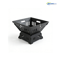 Brasero portable pliable robuste avec revêtement noir pour le camping, la cour et le patio – Brasero personnalisé