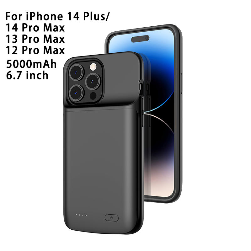 สีดำสำหรับ iPhone 14 PM/14 PLUS/13 PM/12 PM (5000mAh)