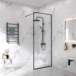 Negro 5/16 3/8 pulgadas Vidrio templado <span class=keywords><strong>de</strong></span> seguridad Paneles <span class=keywords><strong>de</strong></span> ducha con marco <span class=keywords><strong>de</strong></span> vidrio fijo Pantalla <span class=keywords><strong>de</strong></span> ducha en perfil <span class=keywords><strong>de</strong></span> aluminio para <span class=keywords><strong>Baño</strong></span> - Product Image 1