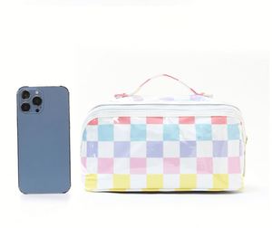 Bolsa de Cosméticos Transparente con Recubrimiento de PVC, Impermeable, con Rayas de Colores, Gran Capacidad, Portátil, con Asa - Product Image 6