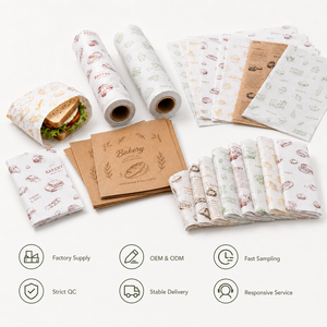 Custom Color Color Sheets for Burger Sandwich Cafe Service Logo Pattern Optional Food Grade Packing Supply Wax Paper - Product Image 5