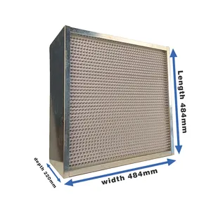 Standar Cina grosir aluminium h13 h14 99.99% 0.3 mikron dalam lipatan AC HVAC kertas HEPA filter partisi