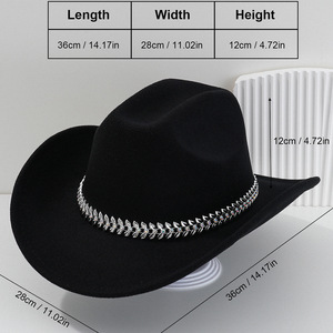 Chapeaux de cowboy <span class=keywords><strong>jazz</strong></span> unisexes style Panama avec feuilles tridimensionnelles et ceintures en strass, 100 % polyester, utilisables en toutes saisons - Product Image 3