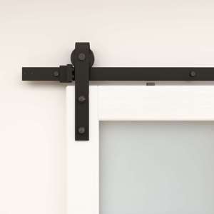 Porte de grange en bois blanc à 5 panneaux, version démontable, avec panneaux de verre dépoli - Product Image 3