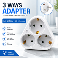 Adaptador de Enchufe Schuko de 3 Vías, 16A, 250V, 3 Tomas, 3500W, Extensor de Enchufe Múltiple Europeo con Protección Infantil, Resistente al Fuego, PC IP20