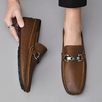 Mocassins pour hommes en cuir véritable, chaussures décontractées à enfiler, chaussures de conduite, marque de luxe italienne, mocassins de créateur tendance pour homme