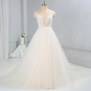 2024 New High Quality Round Neck Sleeveless Elegant Luxury Party Plus Size Wedding Bridal Dress