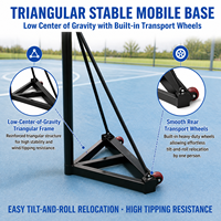Panier de basket en alliage d'aluminium à prix abordable, sans panneau arrière, réglable, mobile, portable, pour extérieur, à encastrer au sol
