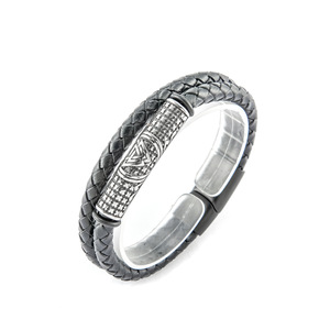 European and American Style Fashion New <b>Leather</b> Ornament Hand-woven Multi-layer Men's Magnetic Snap <b>Bracelet</b> - Product Image 4