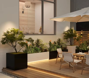 Grande jardinière de jardin <span class=keywords><strong>rectangulaire</strong></span> d'extérieur personnalisée Plateau pour pot contemporain en <span class=keywords><strong>acier</strong></span> <span class=keywords><strong>corten</strong></span> en métal - Product Image 5