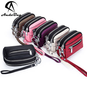 AndoBag Coin <b>Purses</b> for Women Genuine Cow <b>Leather</b> Fashion Simple Mini Keychain Wallet Large Capacity Zipper Handbag 1888 - Product Image 1