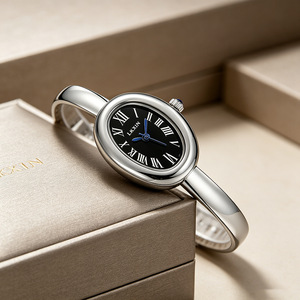 Nouvelles Montres Ovales Magnifiques pour Femmes et Filles, Simples, Argentées, Dorées, Mignonnes, à Quartz, Élégantes, Minimalistes, Bracelets de <span class=keywords><strong>Montre</strong></span> - Product Image 4