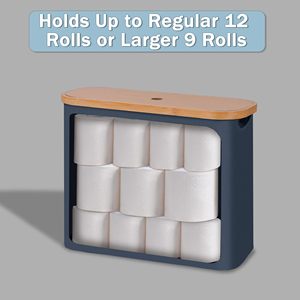 Wholesale Toilet Paper Storage with Bamboo Lid,<b>Foldable</b> <b>Basket</b> Organizer for Bathroom Holds 9 Mega/12 Regular Rolls - Product Image 3